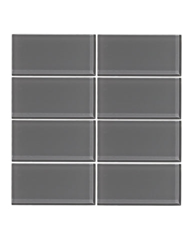 Taupe Gray 3x6 Glass Subway Tile