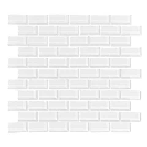 Ice White 1x2 Glass Mosaic Tile