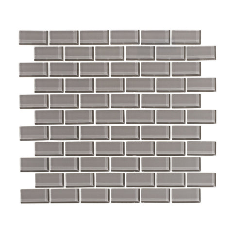 Taupe Gray 1x2 Glass Subway Tile Mosaic